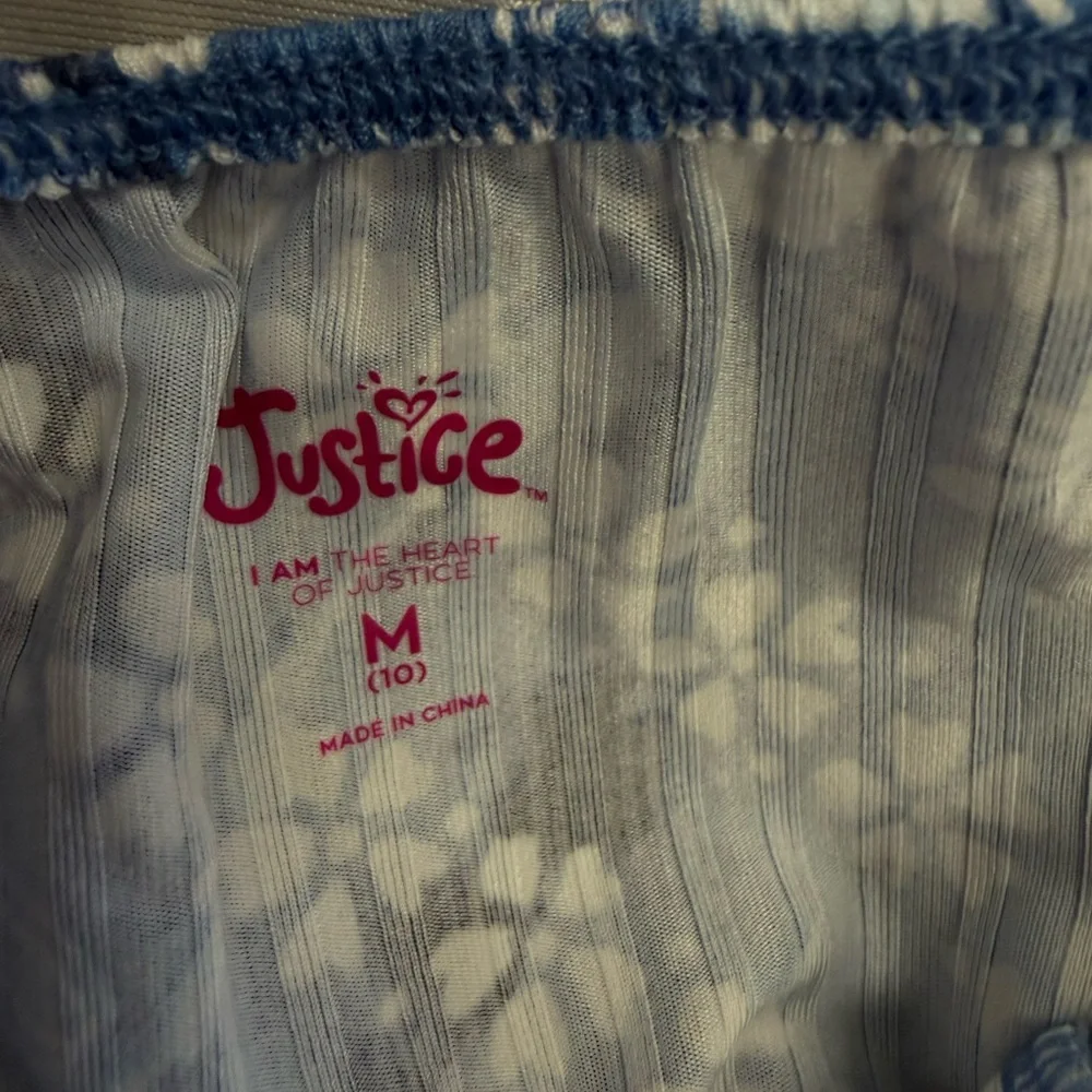 Justice Girls Blue Floral Tie Dye Jumpsuit w/ Belt Size M (10) NWT Wide Leg‎
